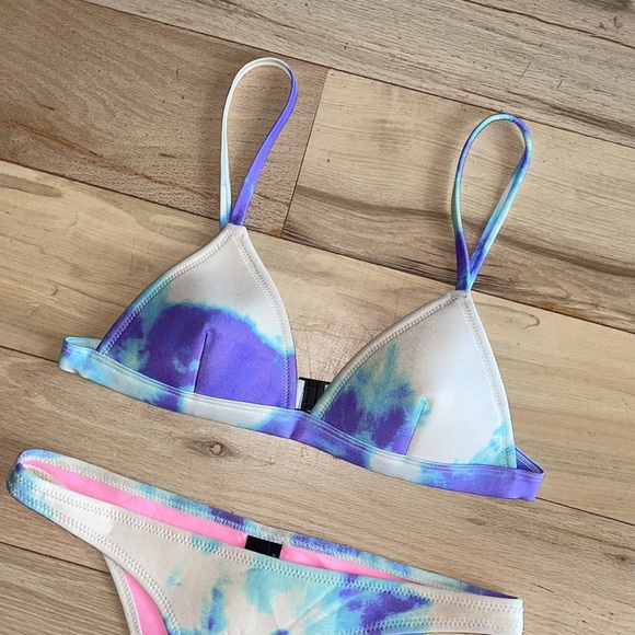 Triangl Tie Dye Blue Purple Bikini Set Sz Small - Picture 3 of 8